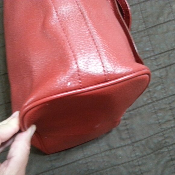 Banana Republic Leather Pebble Hand Bag Top Handle  Purse Red Grain Women - Picture 13 of 15